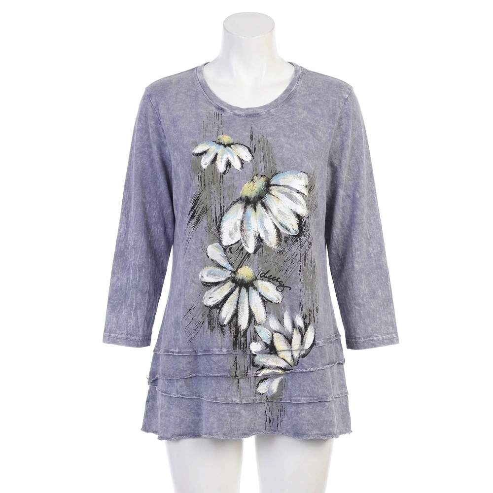 NEW JESS & JANE lucy mineral washed cotton layered top in marine